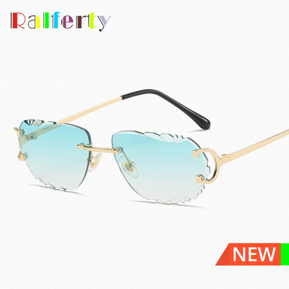 

Ralferty Unique Rimless Sunglasses Women Trendy Outdoor UV400 Shades Rimless Metal Color Lenses Spectacles Gradient Sunglasses