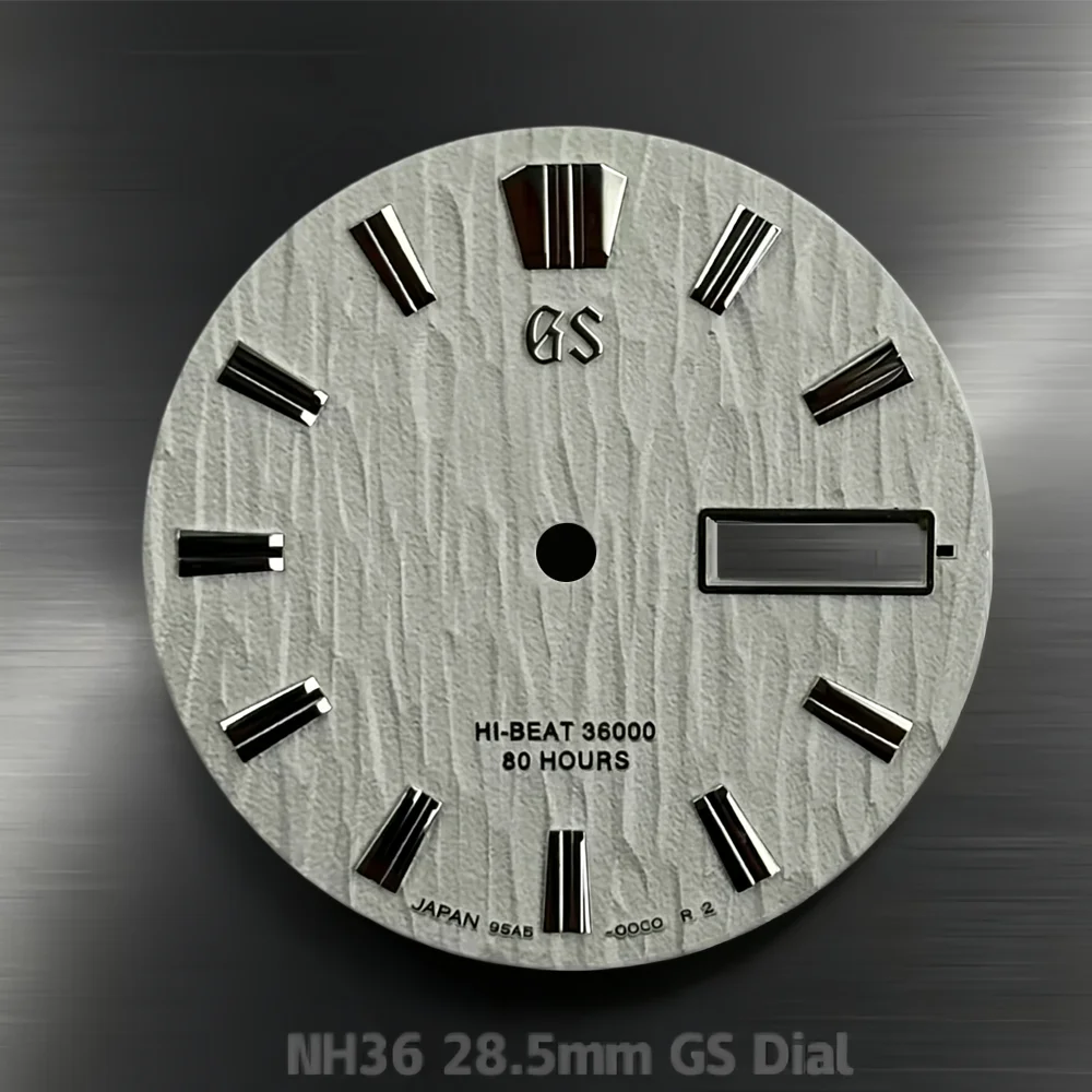 New NH36 dial, GS-style textured dial, 28.5mm dial, dual calendar, no lume, suitable for Seiko modification parts