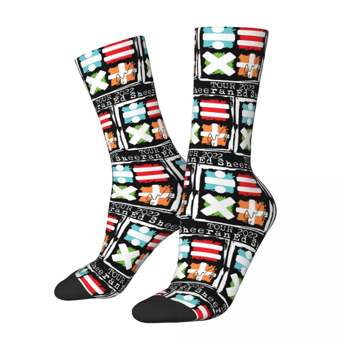 Ed Sheeran Music Stockings The Mathematics Tour Pattern Leisure Socks Spring Non Slip Socks Adults Men Running Breathable Socks