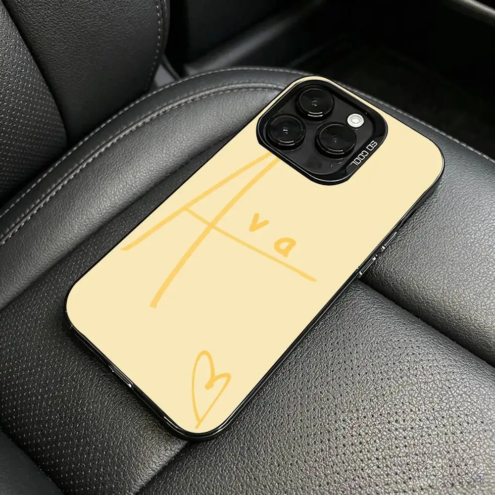 Stylized Name Design Phone Case For iPhone 17,16,15,14,13,12,11 Plus,Pro Max,XS,Colored Silver Plated Inside Cover