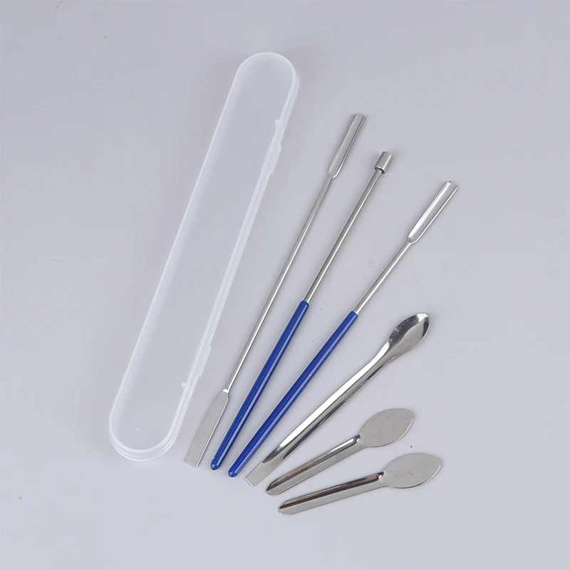 Cuchara medicinal de acero inoxidable, 1/2/4 Uds., reactivos de medicamentos de un solo/doble/cuadrado, cuchara de pesaje de muestras, suministros de laboratorio