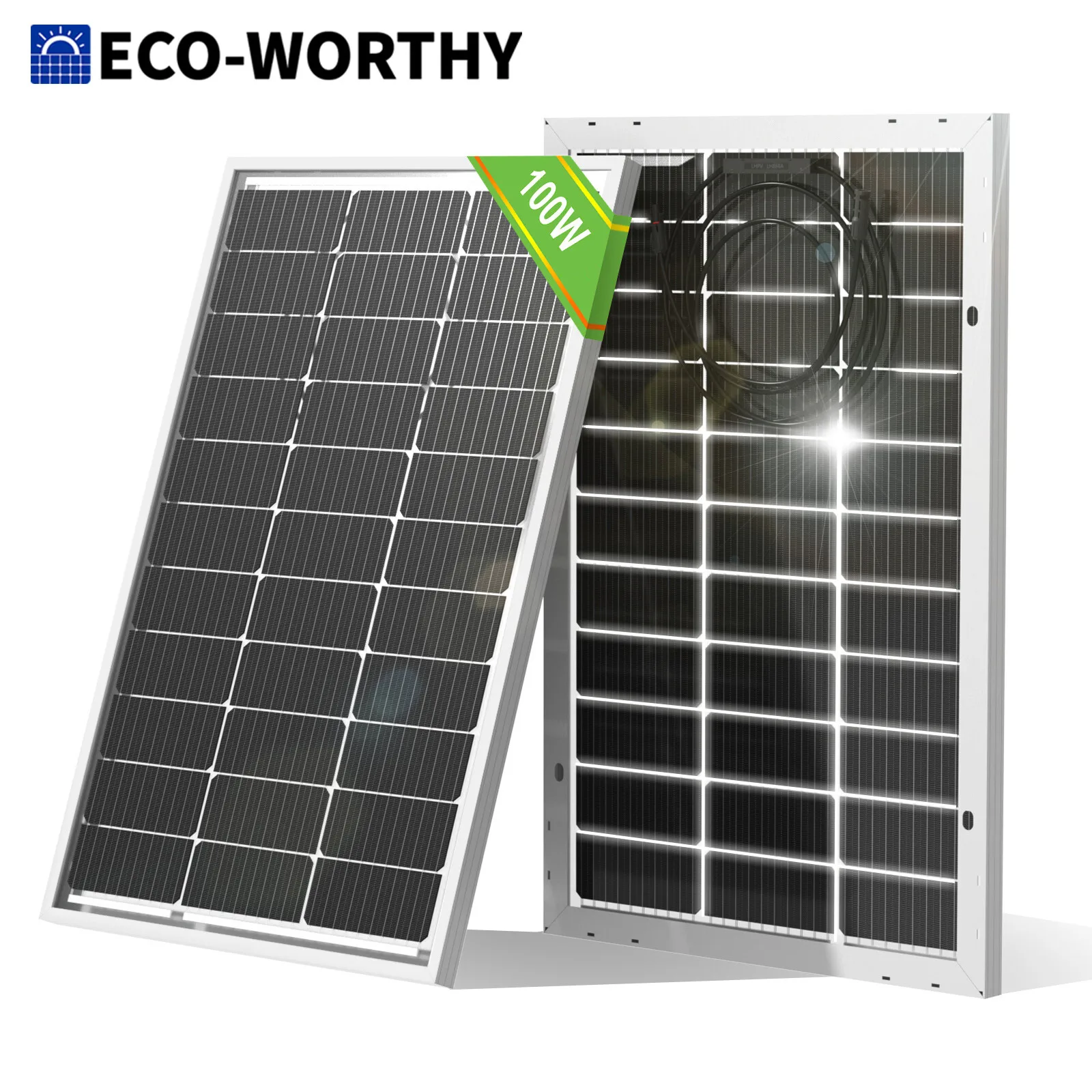 ECO-WORTHY Bifacial 100 وات 12 فولت لوحة شمسية أحادية البلورية صلبة عالية الكفاءة وحدة PV شاحن الطاقة لأشعة الشمس، Rvs