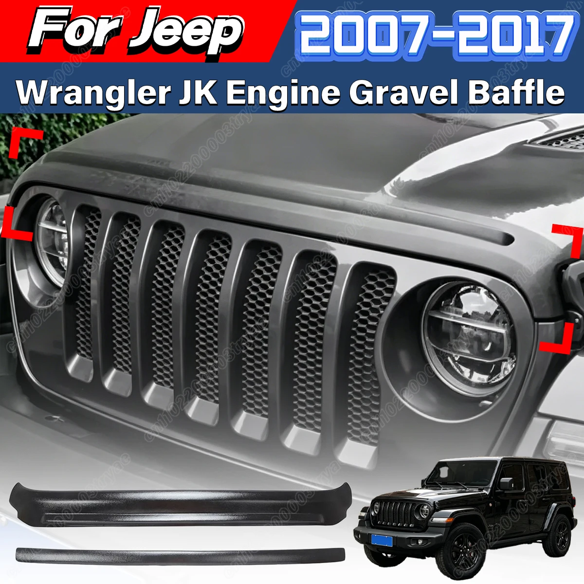 

For Jeep Wrangler JK 2007 2008 2009 2010 2011 2012 2013 2014 2015 2016 2017 Car Front Bumper Sandstone Hood Cover Insect Shield