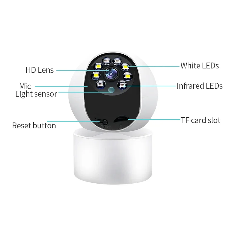 Câmera IP de Vigilância WiFi, Webcam Indoor Com Plug, Rastreamento Automático, Full Color, Visão Noturna, Segurança Baby Monitor, 3MP