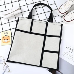 Sublimation Blank 6 9 Panel Tote Grocery Bag For Diy Photo Print Shopping Bag Handbag For Gift