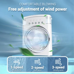 Portable Air Conditioner Fan Humidifier Fan Mini Cooling with 7 Colors LED 1/2/3 H Timer 3 Mode Air Cooler Camping Home Bedroom