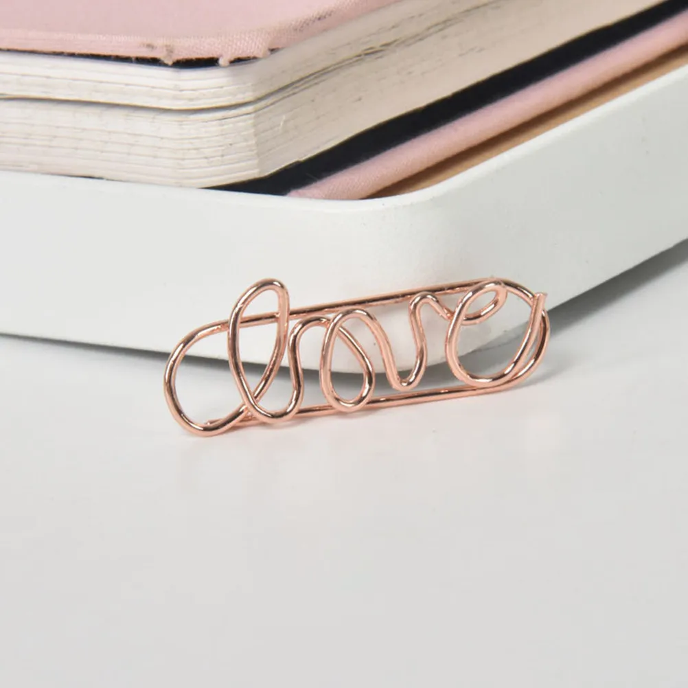

10Pcs Cartoon Paper Clips Metal Plastic Mix Rose Gold Decorative Clips for Office School Letter Document Organizer