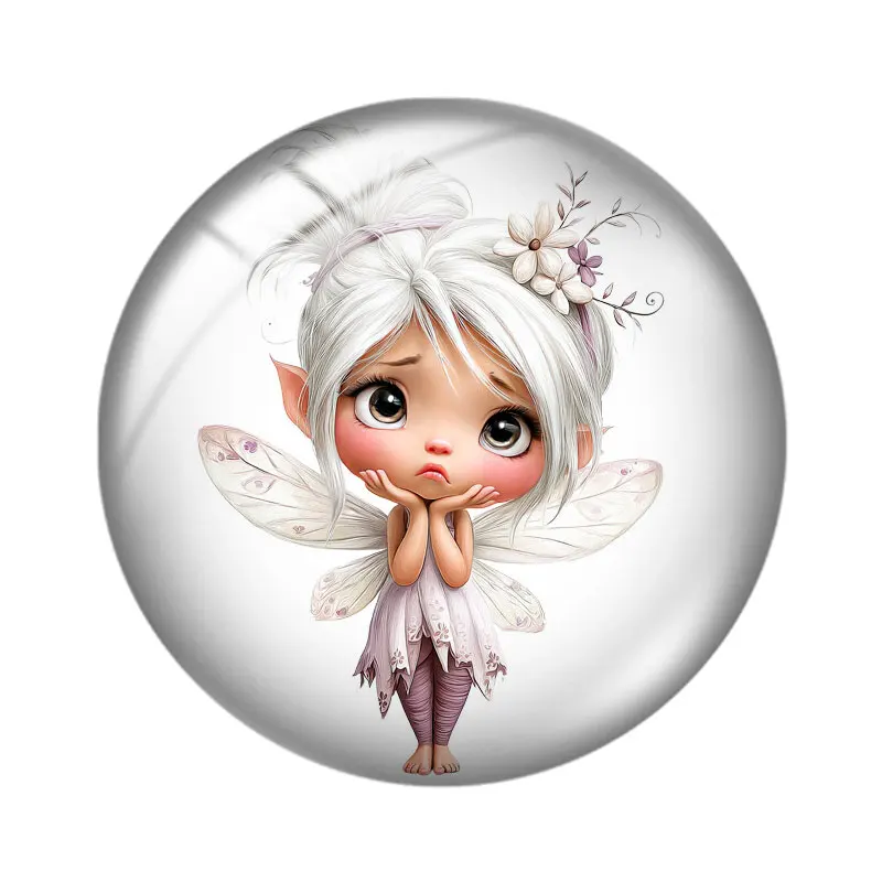 Fantasy Fairy Tale Fairy 10pcs Mix 12mm/18mm/20mm/25mm Round Photo Glass Cabochon Demo Flat Back Making Findings