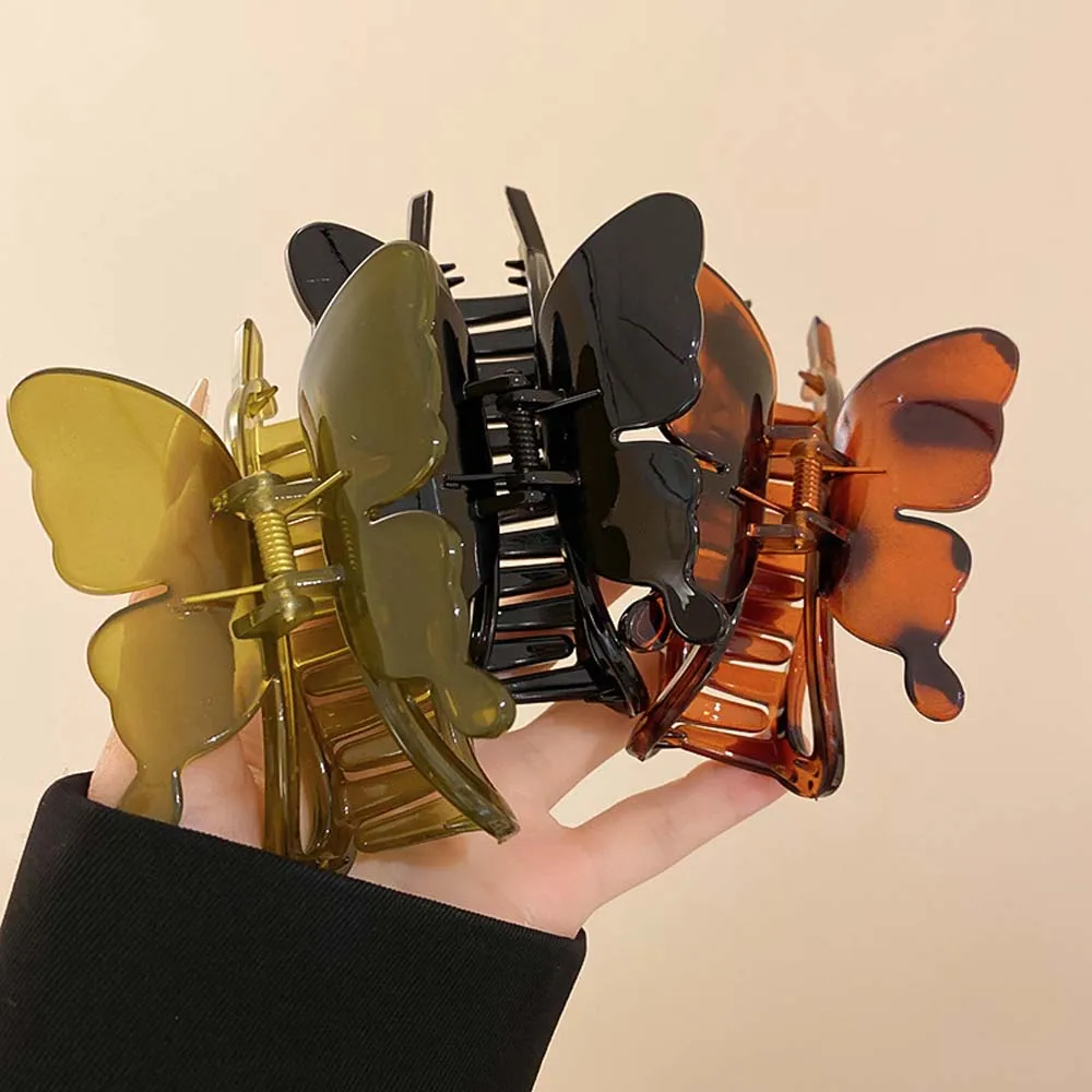 

Acrylic Butterfly Hair Claw Korean Style Hair Accessories Butterfly Hair Clip Black Brown Animals Large Shark Clip Lady/Girl
