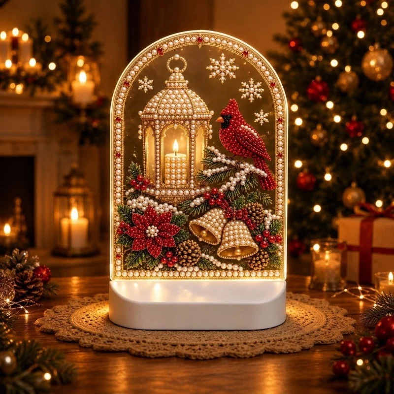 DIY Diamond Painting Night Light Kit Christmas Theme LED Table Lamp Gem Art Craft Set Double Sided Light Board For Desktop Decor