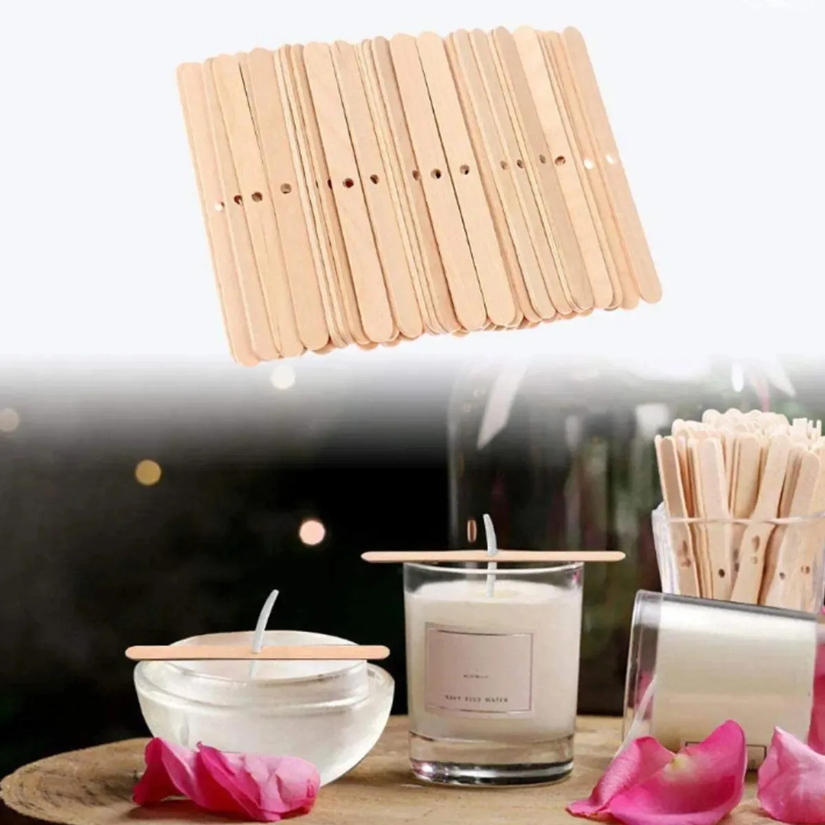50 قطعة شمعة خشبية الفتيل أصحاب شمعة صنع أداة الخشب شمعة الفتيل حامل الشمعدان البيئي المثبت أداة #3