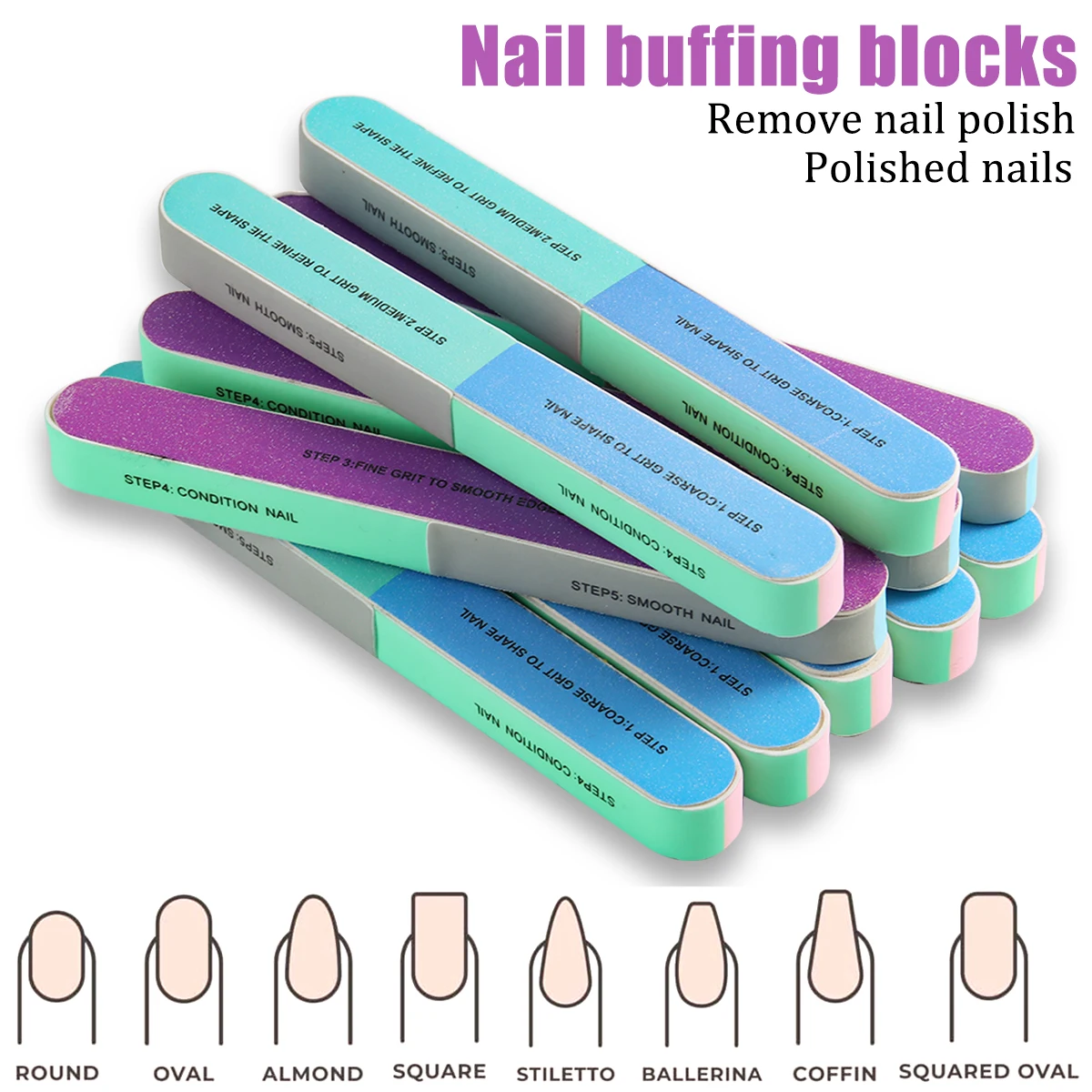 7-Sided Sponge Nail Polishing Nail File Multi-Functional Professional Sandpaper Nail File Nail Surface Buffing Tool Nail Care