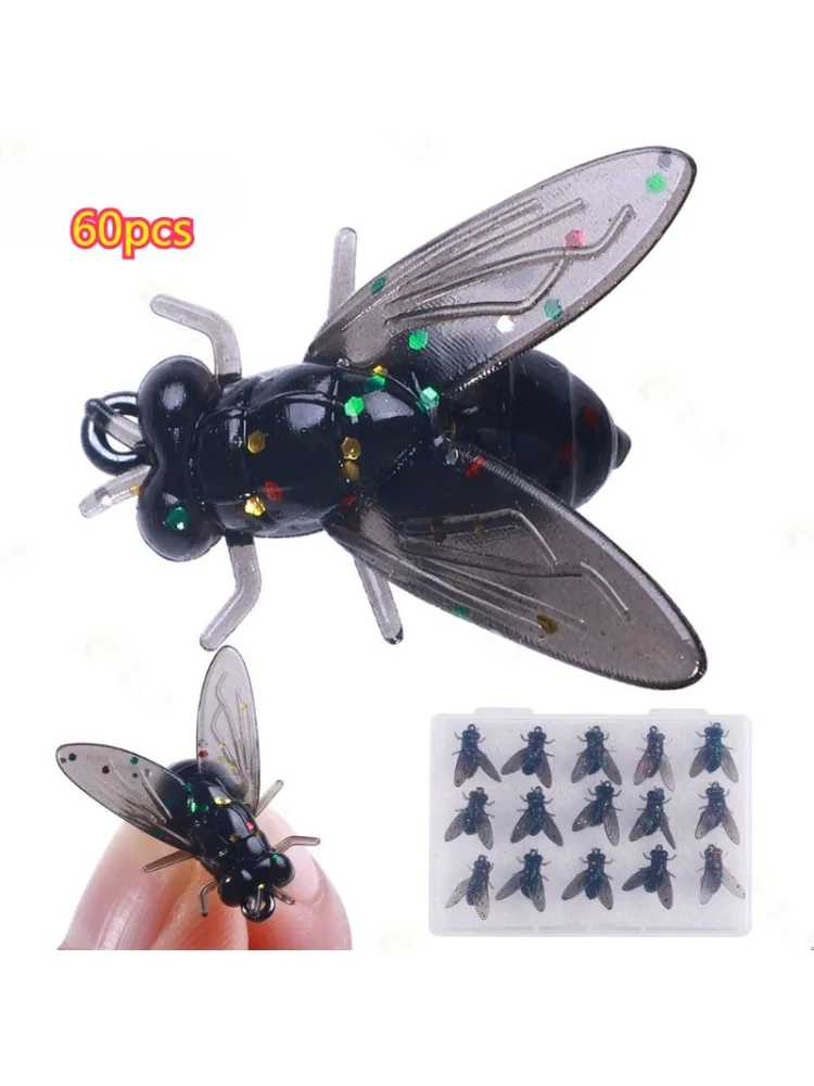 Assortiment de mouches de pêche à la mouche Ultra-réaliste, pour la pêche à la mouche, Parachute sec, pour saumon et bar, pour correspondre à la trappe d'eau douce, 15/60 pièces