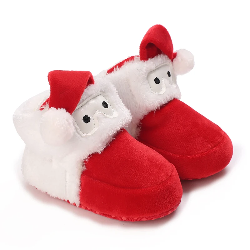 Baby toddler shoes, Christmas style, cute plush heart boots, warm and non-slip, suitable for holiday & party outfits, winter mod