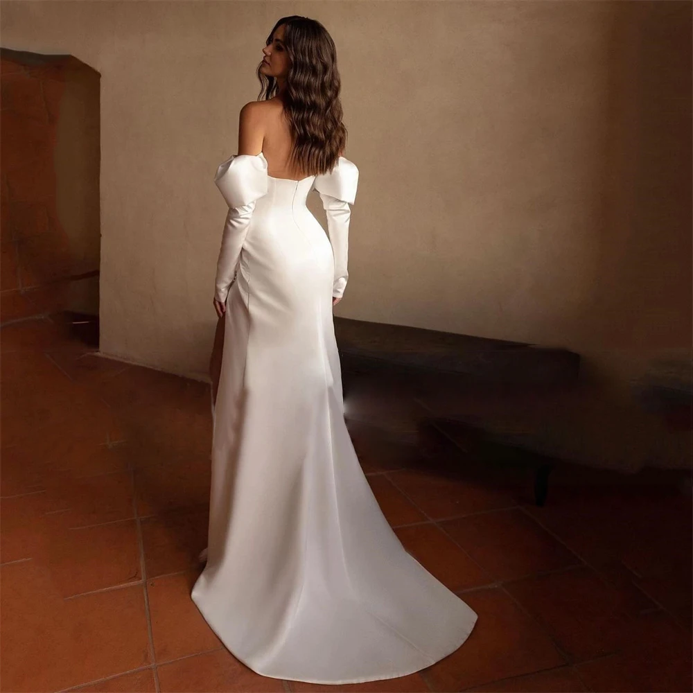 Robes de mariée simples épaule froide à manches longues dos nu robe de traînée sirène pour mariée mariage Banquet fête bal Cocktail