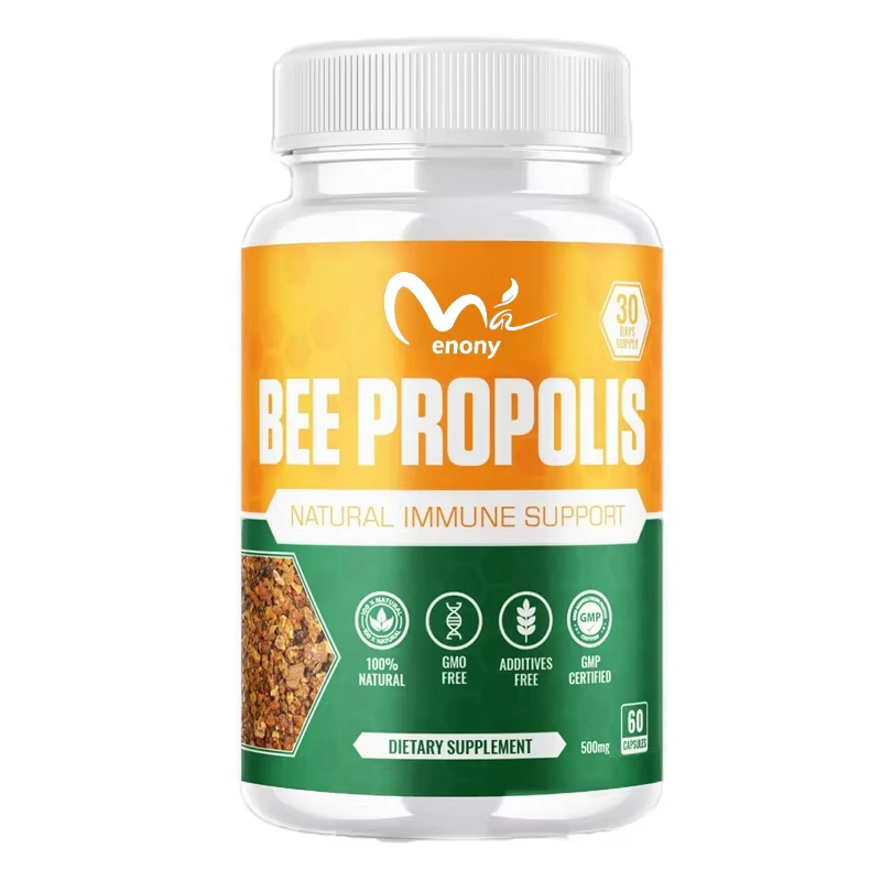 Cápsulas de extracto de propóleo, potenciador inmunológico Natural, no GMO, 500mg, 60 cápsulas vegetarianas, contiene polvo de frijol