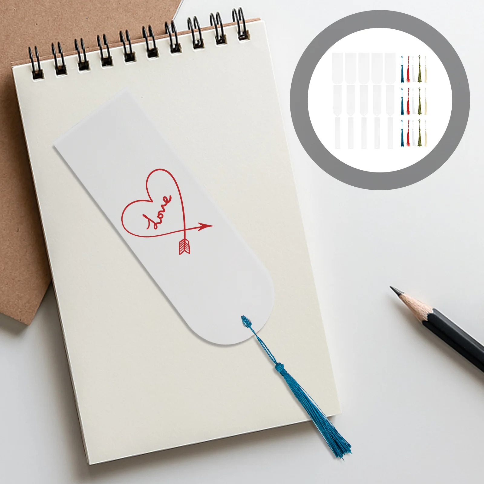 

1Set Acrylic Bookmarks DIY Blank Bookmarks Tassels Set Colorful Page Marker Sublimation Keychain Blanks Book Decoration