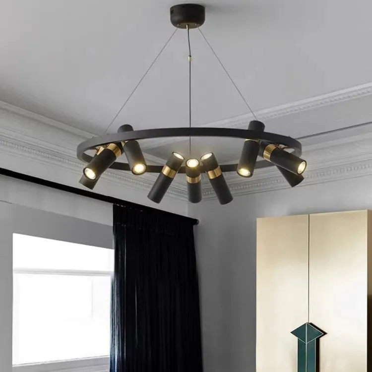 Современная скандинавская люстра в стиле лофт, железные прожекторы с регулируемой высотой для гостиной, ресторана, магазина одежды, простой креативный дизайн