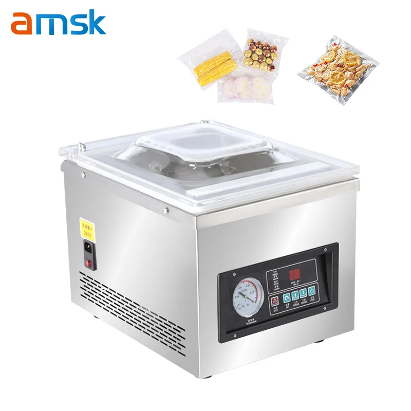 

DZ-260A Stainless Steel Small Desktop Supermarket Factory Packaging Beef Fish Seafood Vegetable Vacuum Sealing Machine