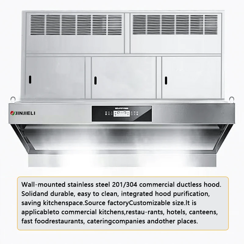 ISO CE Certified Stainless Steel Commercial  Kitchen Hood Exhaust Ventless Hood for Western Restaurants