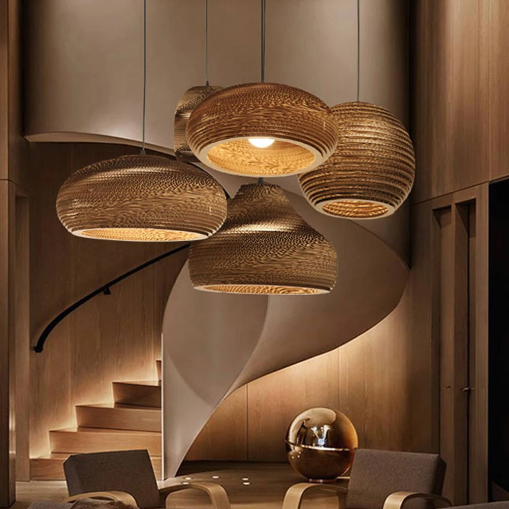 

Spherical Paper Lampshade Chandelier Lantern Villa Hanging Lighting Southeast Asian Style Woven Sphere Honeycomb