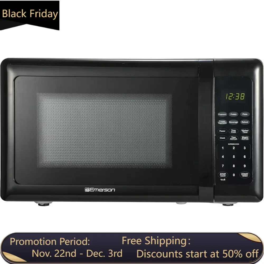 

Compact Countertop Microwave Oven with Touch Control, 6 Auto Menus, Glass Turntable and Child Safe Lock, 0.7 Cu., Ft. Black