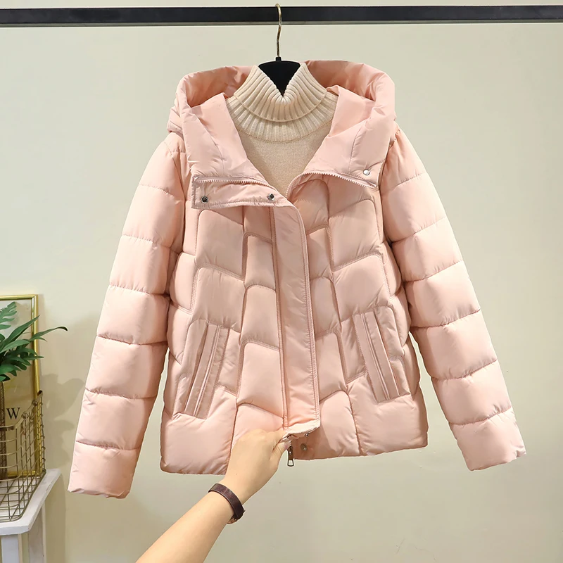 

Зима 202, женская пуховая куртка с капюшоном, хлопковая куртка Jaet ort Thi Warm Faion, свободная модная застежка-молния, длинный цвет све