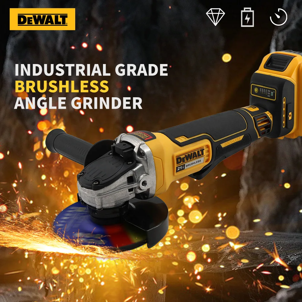 DEWALT DCG406 125MM 100MM Brushless Cordless Angle Grinder 20V Power Tools 9000RPM Maglev Metal Cutting Charging Angle Grinder