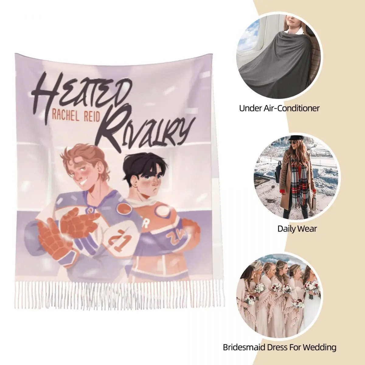 Heated Rivalry Shawls Wraps Women Warm Large Soft Scarf Canadian Sports Romance Pashmina Tassel Scarves