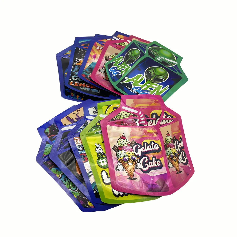 100 Stück/Packung 3,5G Cartoon-Mylar-Beutel, geruchsdichter Beutel, leerer Zip-Lock, 3,5 Snack-Süßigkeiten-Verpackung, Aufbewahrungsbeutel – Detail 8