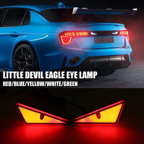 2PCS 악마의 눈 빛 12V 자동차 오토바이 테일 라이트 악마 눈 장식 램프 빨간색 녹색 노란색 파란색 흰색 번호판 램프