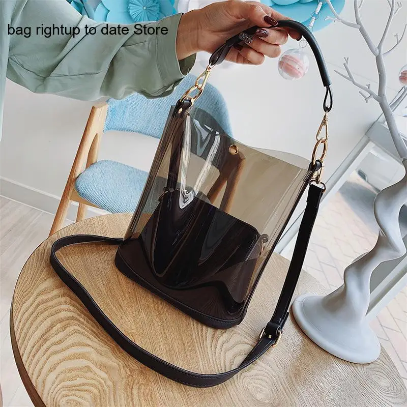 Summer Transparent One Shoulder Crossbody Bucket Bag for Women
