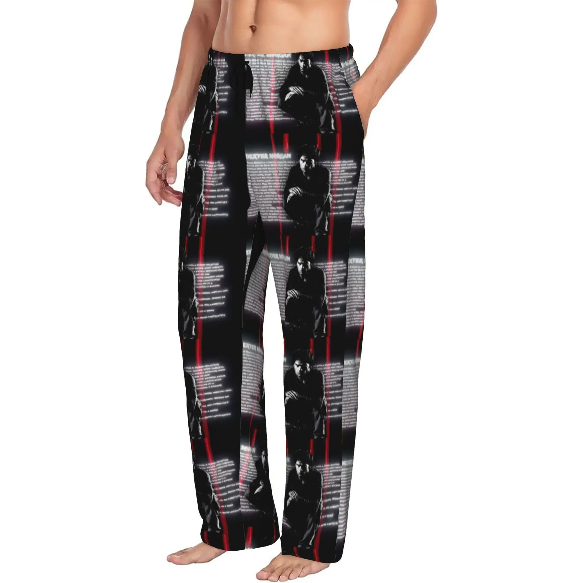 Custom Dexter Morgan Pajama Pants for Men Movie Lounge Sleep Stretch Sleepwear Bottoms with Pockets