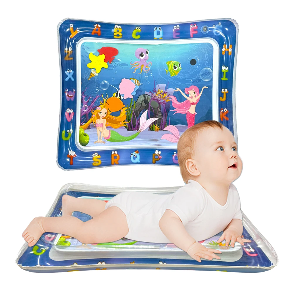 

1pc Square Inflatable PVC Baby Water Park Mat Mermaid Style Children's Mat Early Education Activity Toy Mat Children's Gift