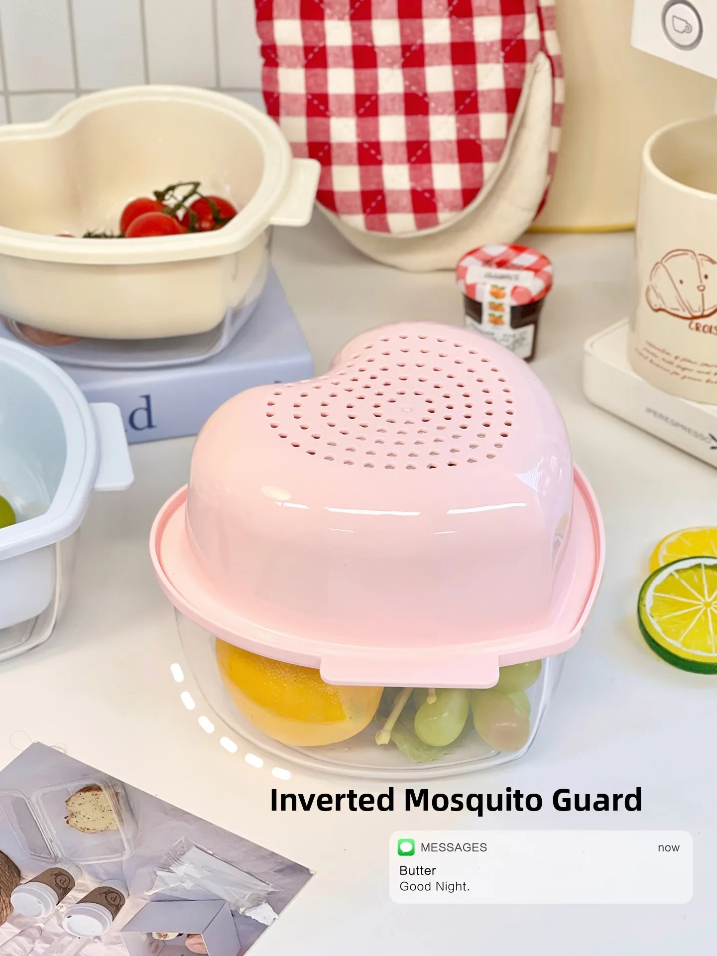 Double Layer Kitchen Drain Basket Fruit Vegetable Washing Basin Women's Style Plastic Macaron Colored Drain Basket - view 3