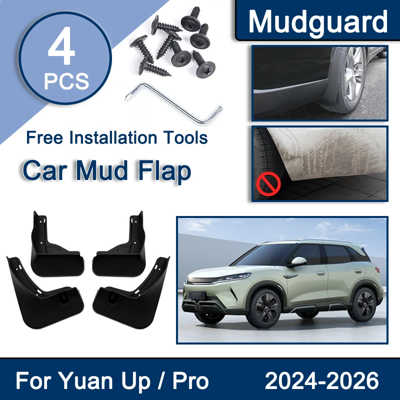 

4Pcs Mudguards For BYD Yuan Up Pro 2024 2025 2026 Accessories Mudflap Splash Guard Front Rear Fenders Exterior Wheel Spare Parts