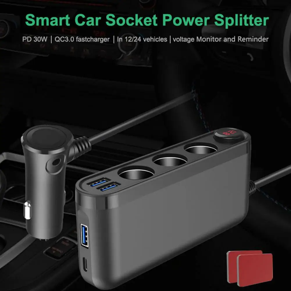 QC3.0 12 V/24 V Car 3 Way Cigarette Lighter Socket Splitter 4 USB Ports Cigarette Lighter Adapter For Cell Phone Charger In Car