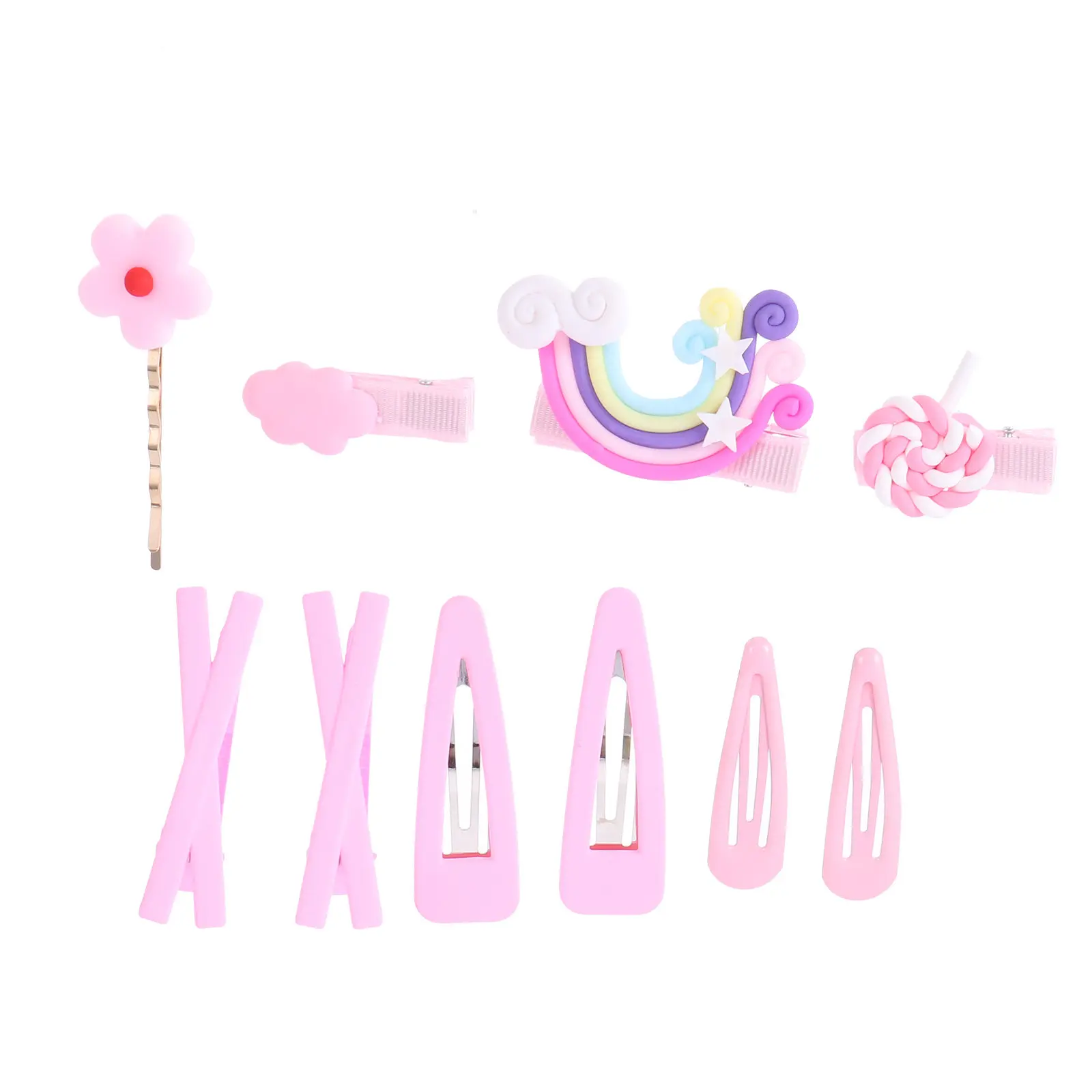 

20 шт. радужных заколок для волос с мультяшным дизайном, красочные милые заколки-зажимы, аксессуары для дня рождения и свадьбы