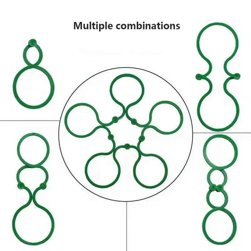 

A15F-500 шт., зажимы для обвязки лозы для выращивания, вертикальный держатель для растений, зеленое пластиковое кольцо в комплекте, садовая подставка, инструмент, поддержка лозы