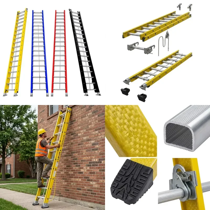 for  Industrial Outdoor Modern Fiberglass Retractable Folding Ladder 150kg Load Bearing 8 Steps  Leisure Facilities