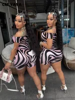 CM.YAYA Women Geometric Printed Short Sleeve Slash Neck Jumpsuits Street 2025 Summer Casual Sexy One Piece Suit Romper Playsuits - Image 3