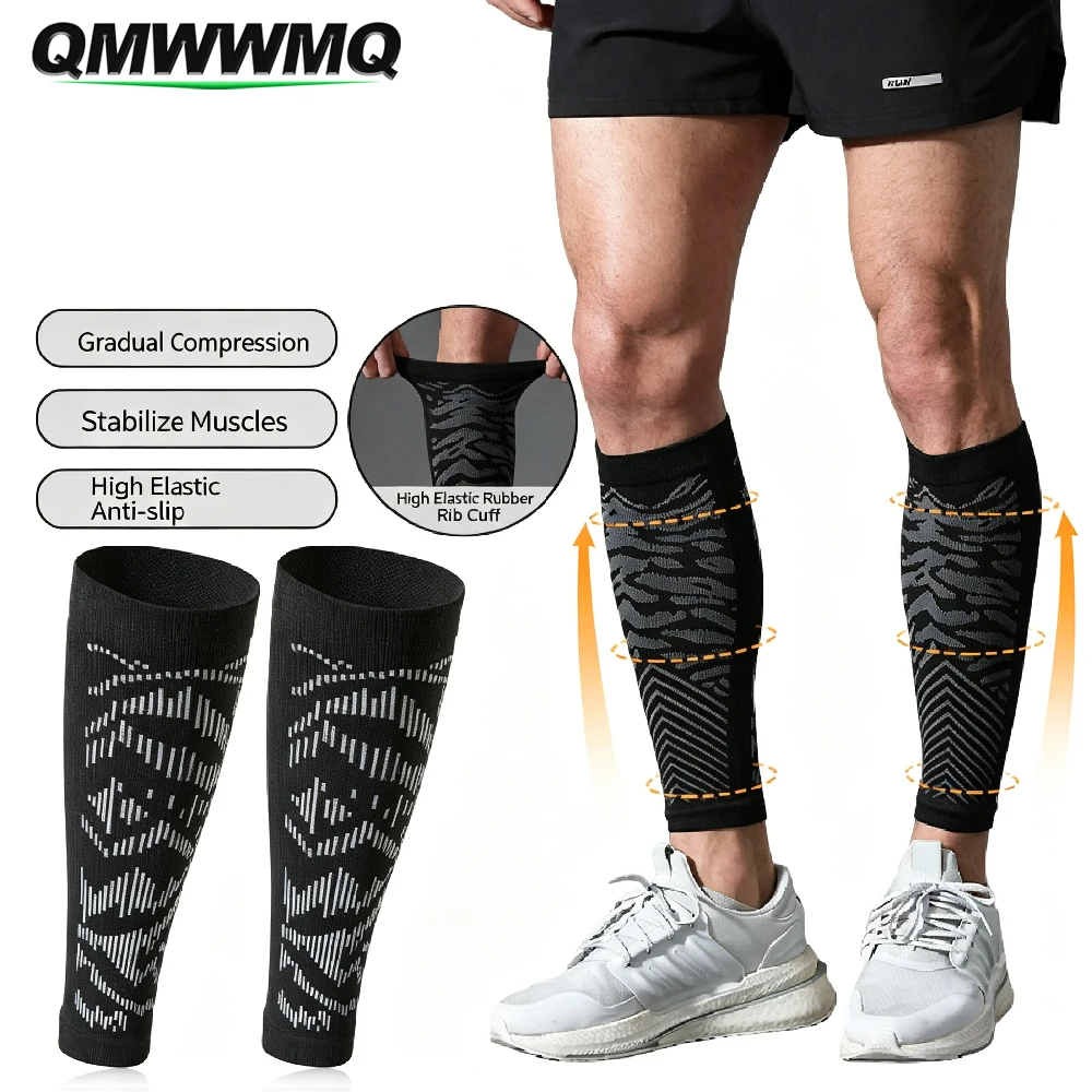 1Pair Men Women Footless Calf Support Sleeves, Compression Calf Socks, Leg Relief for Pregnancy, Nursing, Varicose Veins,Running