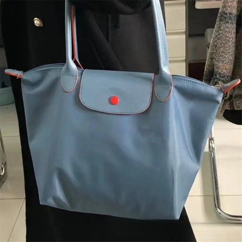 Bolso de hombro de mano bordado clásico plegable Popular, bolso de nailon de gran capacidad para ir al trabajo para mujer