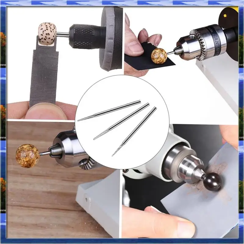 AS59 -DIY Bead Crafting Essentials: 3 Steel Polishing Rods With Fixed Shaft Needle, Cylindrical Grind