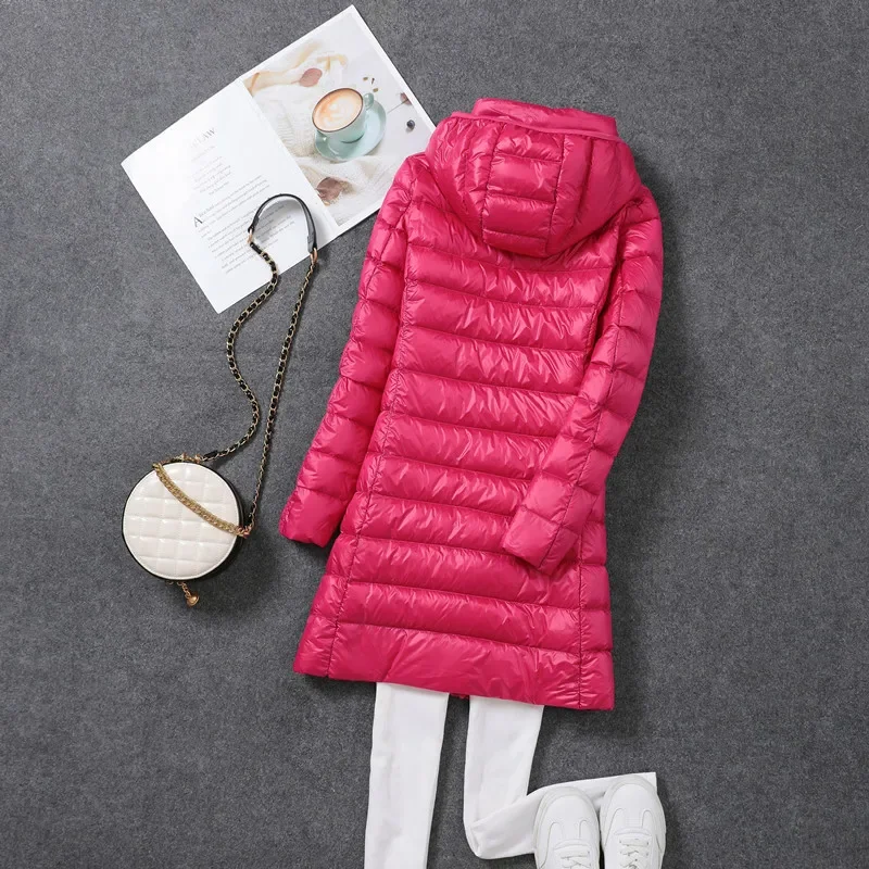 حجم كبير 5xl المرأة سترة منفوخة طويلة 2023 الوافدين الجدد الخريف الشتاء الإناث قبعة انفصال الأبيض بطة أسفل معطف #4