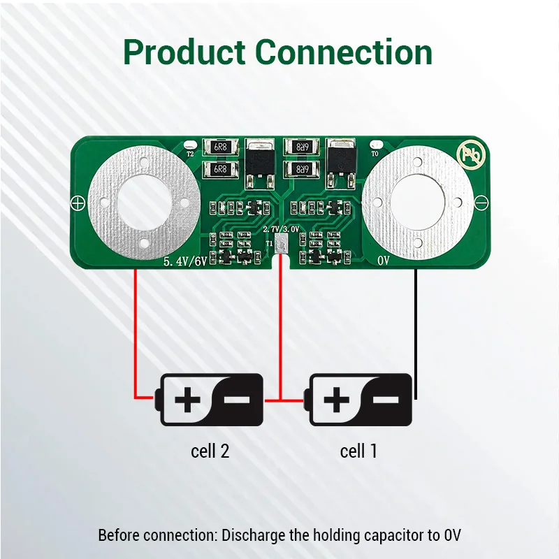 6-Cell/2.85V Dual-Series 3000F/3.5mm 2.7V 500F Super Capacitor Balancing Protection Board Module