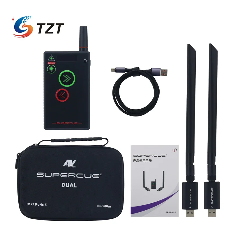 

TZT SuperCue Двойная версия Интеллектуальный зеленый лазерный контроллер PPT Беспроводной контроллер презентации с двумя приемниками