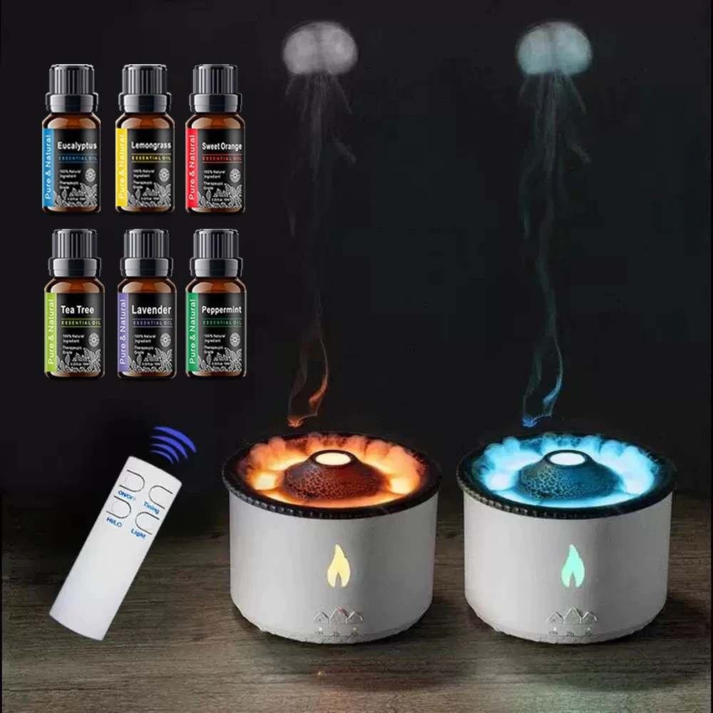 

Humidifier & Essential Oil Diffuser - Modern Volcano Design w/Timer & Remote - Complete Set for Large Rooms