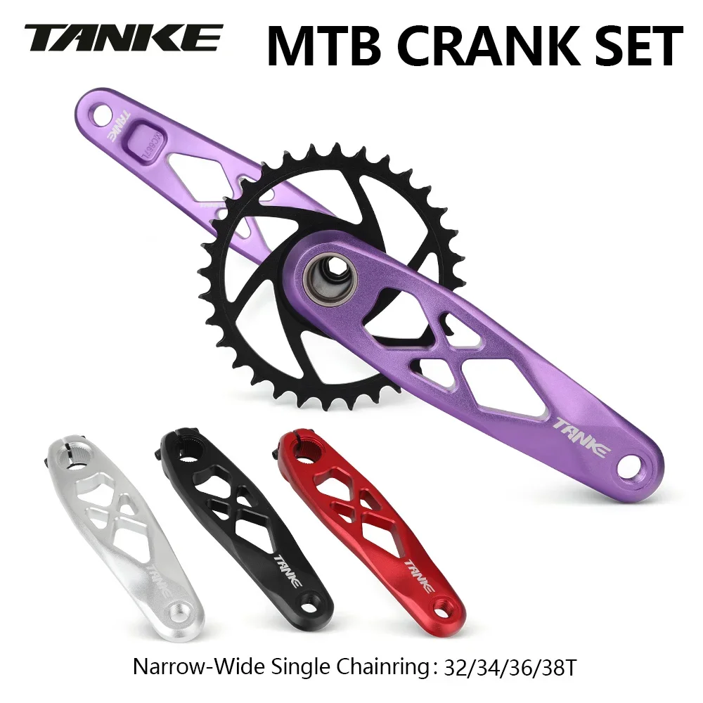 TANKE MTB Kurbelgarnitur GXP Hohlaluminium 170mm MTB BB68 Narrow Wide 32/34/36/38T Schwarz Silber Rot Lila Kurbelgarnitur Kettenblatt FC-8000