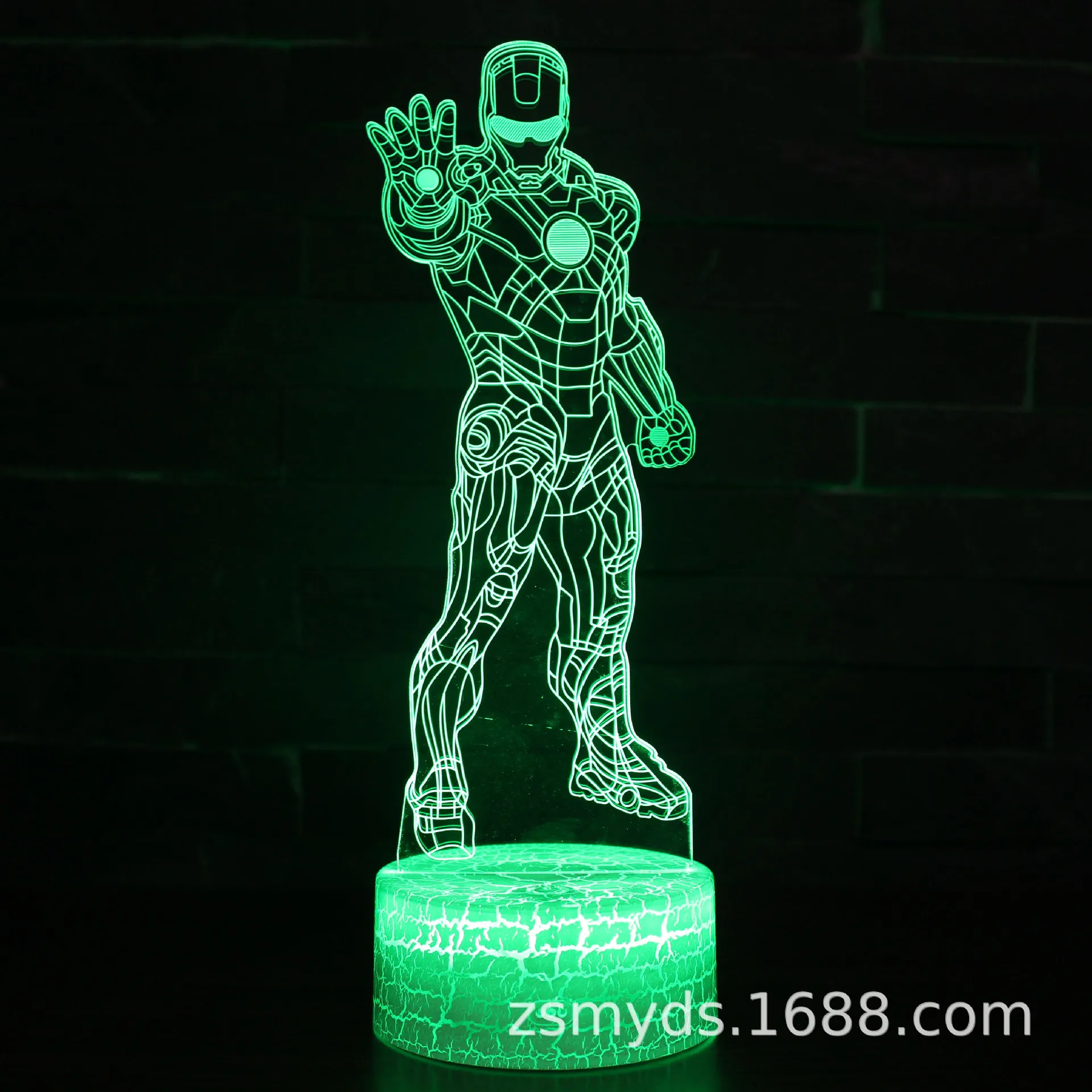 Figuras de juguete de Marvel Iron Man, lámpara 3D acrílica de Los Vengadores, ilusión de figura de Anime, luz nocturna, lámpara de mesa LED de siete